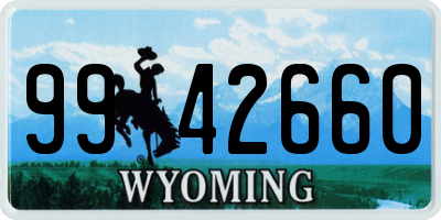 WY license plate 9942660
