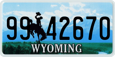 WY license plate 9942670