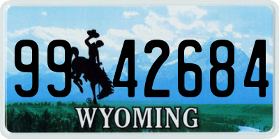WY license plate 9942684