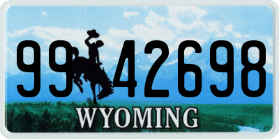 WY license plate 9942698