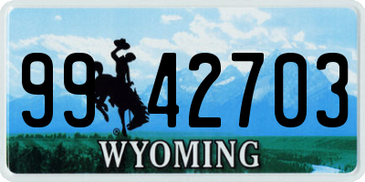 WY license plate 9942703