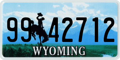 WY license plate 9942712