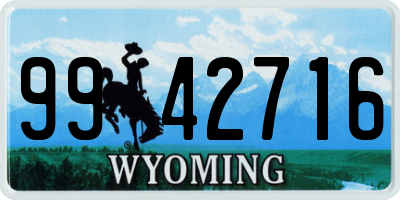 WY license plate 9942716