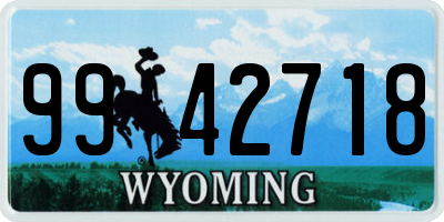 WY license plate 9942718