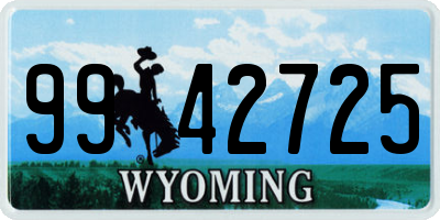 WY license plate 9942725