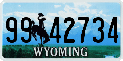 WY license plate 9942734