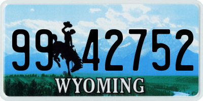 WY license plate 9942752