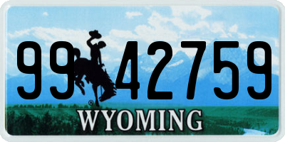 WY license plate 9942759