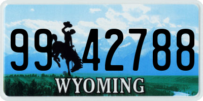 WY license plate 9942788