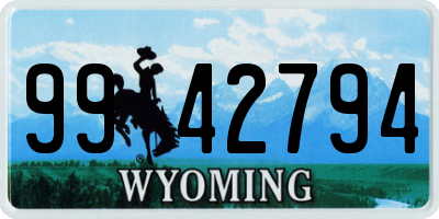 WY license plate 9942794
