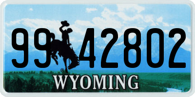 WY license plate 9942802