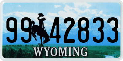WY license plate 9942833