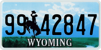 WY license plate 9942847