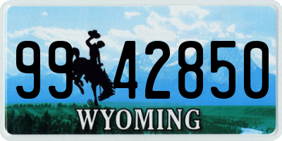 WY license plate 9942850