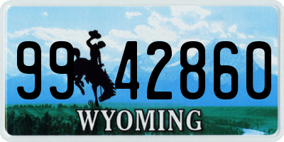 WY license plate 9942860