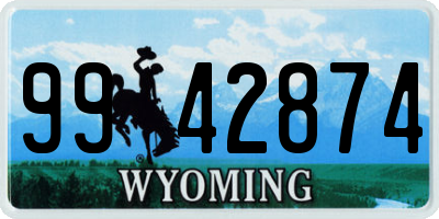 WY license plate 9942874