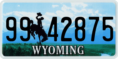 WY license plate 9942875
