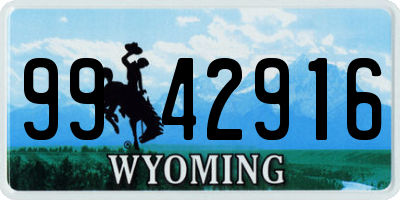 WY license plate 9942916