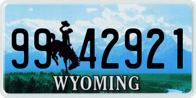 WY license plate 9942921