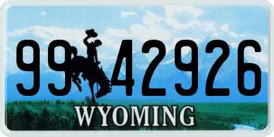 WY license plate 9942926