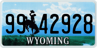 WY license plate 9942928