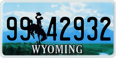 WY license plate 9942932