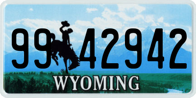 WY license plate 9942942