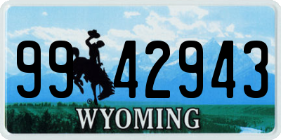 WY license plate 9942943