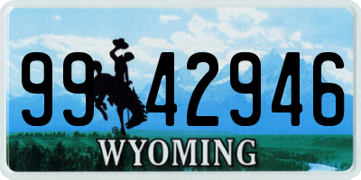 WY license plate 9942946