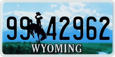 WY license plate 9942962