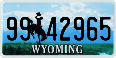 WY license plate 9942965