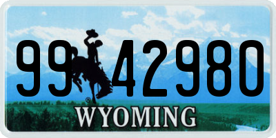 WY license plate 9942980
