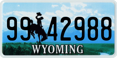 WY license plate 9942988