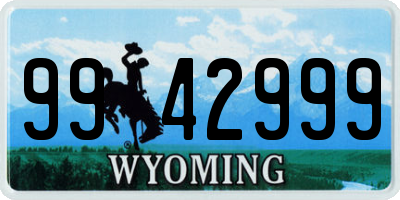 WY license plate 9942999