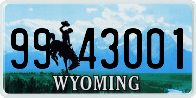 WY license plate 9943001