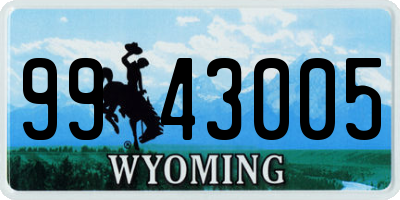 WY license plate 9943005