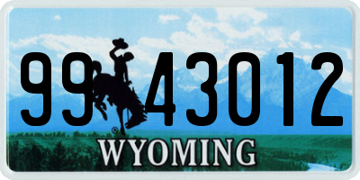 WY license plate 9943012