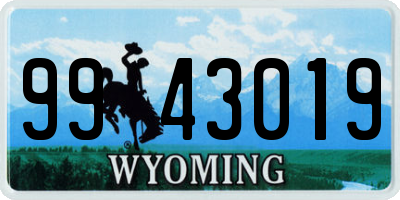 WY license plate 9943019
