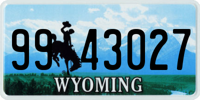 WY license plate 9943027