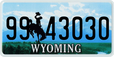 WY license plate 9943030