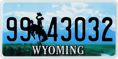 WY license plate 9943032