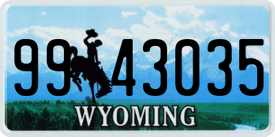 WY license plate 9943035