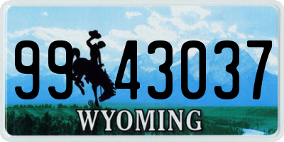 WY license plate 9943037