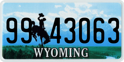 WY license plate 9943063