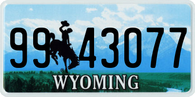 WY license plate 9943077