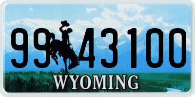 WY license plate 9943100