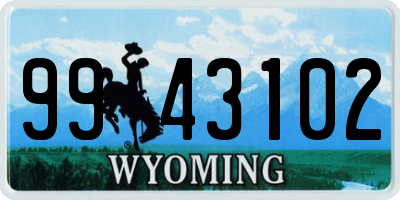 WY license plate 9943102
