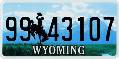 WY license plate 9943107