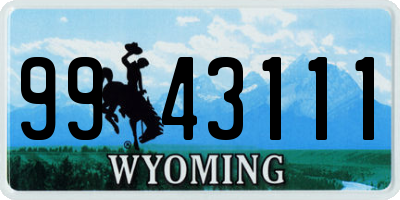 WY license plate 9943111