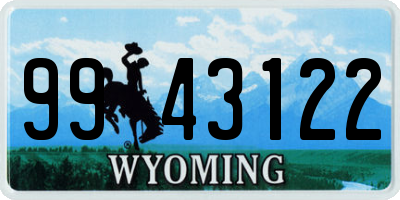 WY license plate 9943122